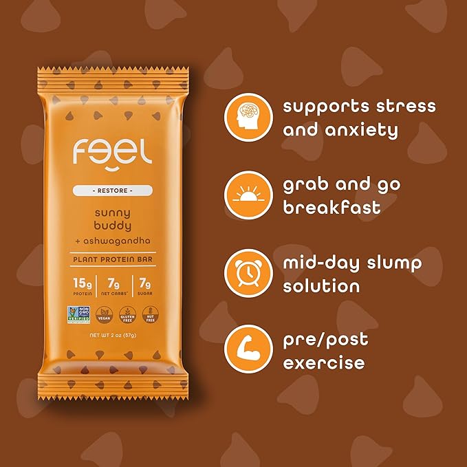 Feel Vegan Protein Bars Sunbutta Choco Chip Keto Gluten Free Organic 15g Plant Protein Low Carb High Protein Dairy Free Low Sugar Nut Grain Soy Free Non GMO 10 Pack