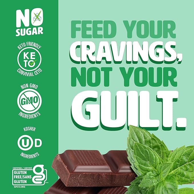 No Sugar Keto Bar Snack - Low Carb No Sugar Keto Snack Food with Keto Friendly Macros (12 x 1.41oz Bars Chocolate Mint)