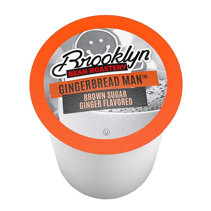 Brooklyn Beans Gingerbread Man Coffee Pods - Compatible with Keurig K Cup Brewers Including 2.0 Machines 40 Count Festive Gingerbread Flavored Coffee