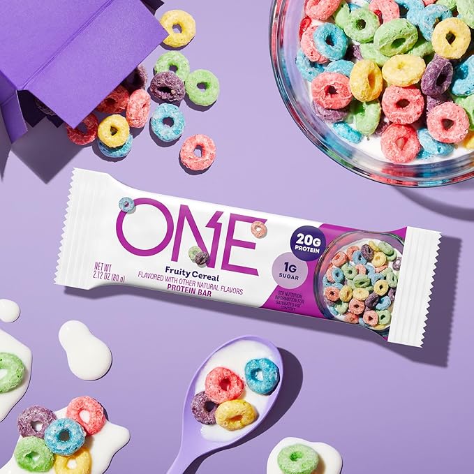 ONE Protein Bars Fruity Cereal Gluten Free with 20g Protein and 1g Sugar Pantry Staples 2.12 oz (12 Count) Packaging May Vary (Pack of 2)