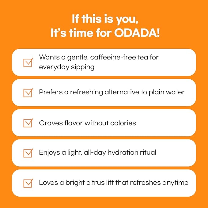Odada Sweet Orange Tea Rooibos &amp Schisandra Blend – Caffeine-Free Citrus Herbal Tea for Hydration &amp Daily Wellness Natural Antioxidants Zero Sugar 24 Tea Bags