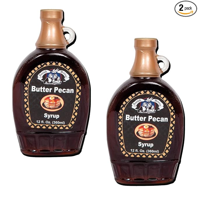 Amish Wedding Syrup Ohio Made for Pancakes or Waffles Two 12 ounce Glass Bottles Butter Pecan