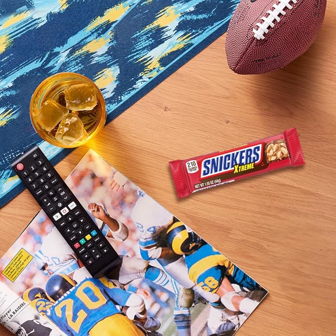 SNICKERS Xtreme Peanut and Caramel Chocolate Extra Peanuts Extra Caramel Candy Bar 1.55 Oz Single Bar 24 Count