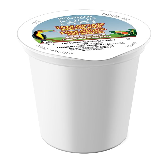 Wolfgang Puck Coffee Single Serve Capsules Light Roast Compatible with Keurig K-Cup Brewers Jamaican Me Crazy 24 Count (Pack of 1)