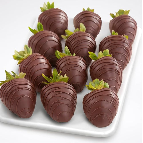 A Gift Inside 12 Dreamy Dark Chocolate Covered Strawberries for Valentine's Day Birthday Thank You