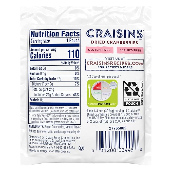 Ocean Spray Craisins Dried Cranberries Strawberry 1.16 Ounce (Pack of 200)