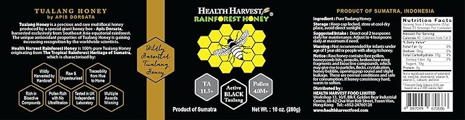 Tualang Black Honey 10oz (TA 11.5+ Pollen Count 4.0M+ Pollen Variety 100+) Intense Choice for Women Preservation Wild-ripening on 250ft Treetop Raw Unpasteurised Unfiltered
