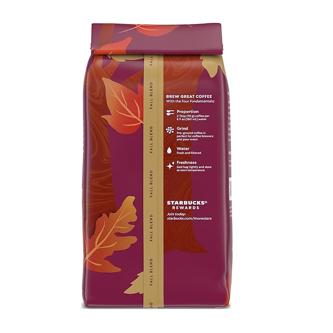 Starbucks Ground Coffee Medium Roast Coffee Fall Blend 100% Arabica Limited Edition 1 Bag (17 Oz)