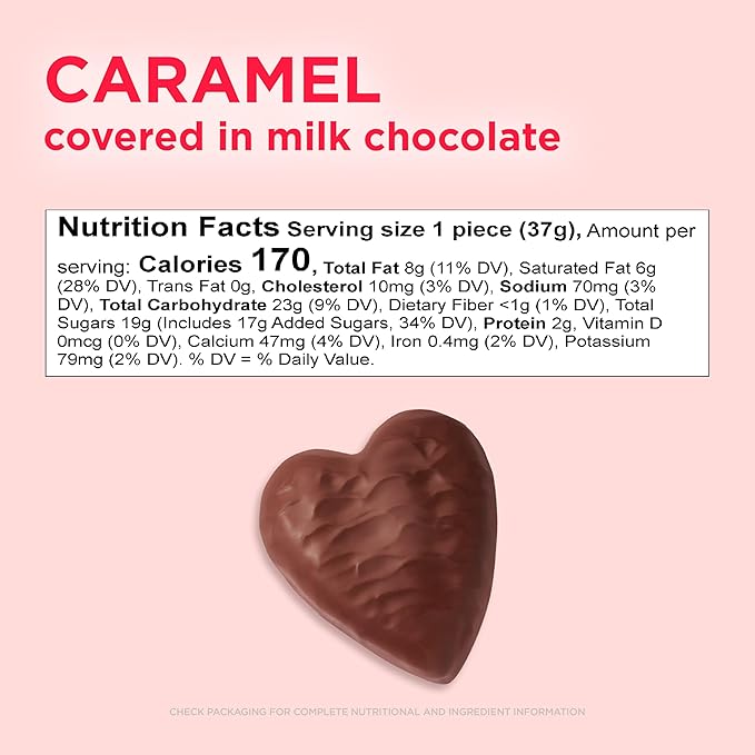 RUSSELL STOVER Valentine's Day Milk Chocolate Caramel Heart 1.3 oz. (Pack of 18)