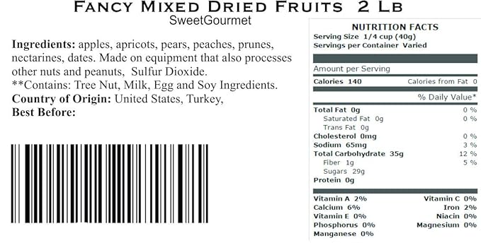 Fancy Mixed Dried Fruits (2 lb Mixed Fruits)