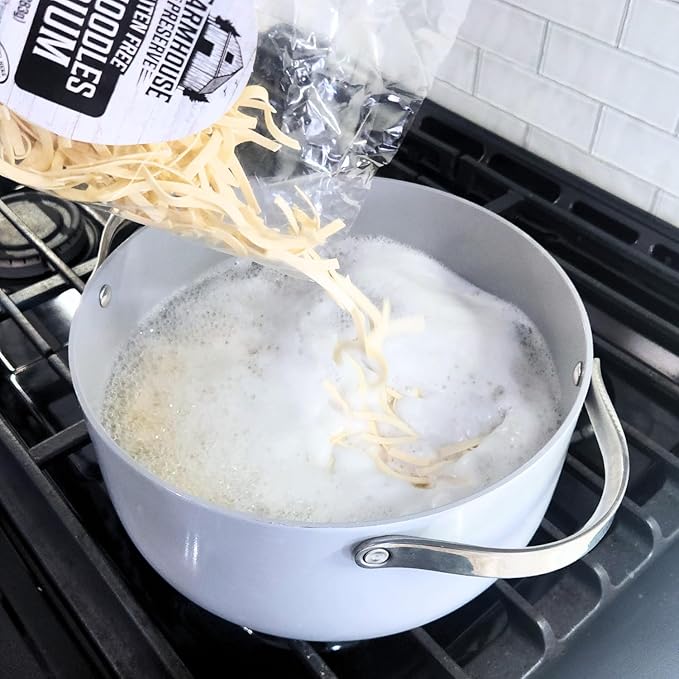 Farmhouse Preserve Gluten Free Medium Double Egg Yolk Noodles 10 Oz - Made with Rice Flour Pasta for Soup (10 Ounce (Pack of 2))