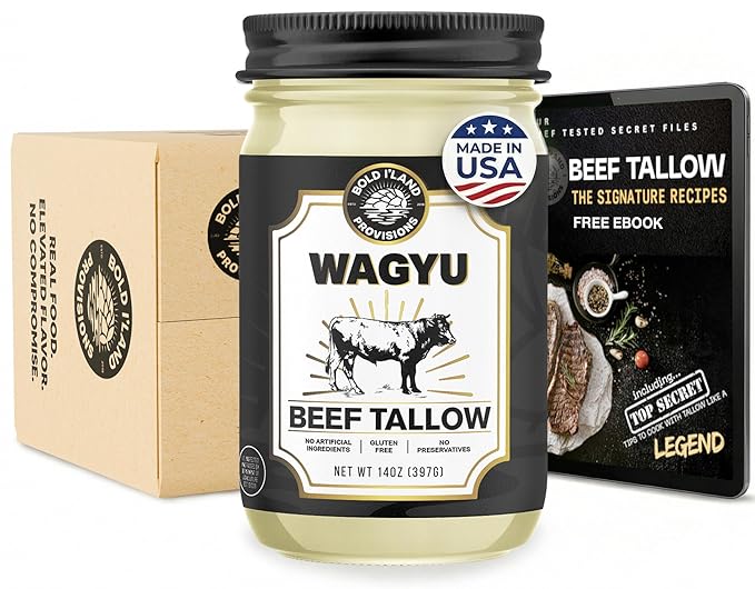 100% Pure Wagyu Beef Tallow for Cooking – Excellent for Searing Steaks - Keto and Paleo Diet Friendly – Perfect for Whole 30 – Carnivore Diet – Gluten Free Protein Snacks for Adults - 14 Ounces