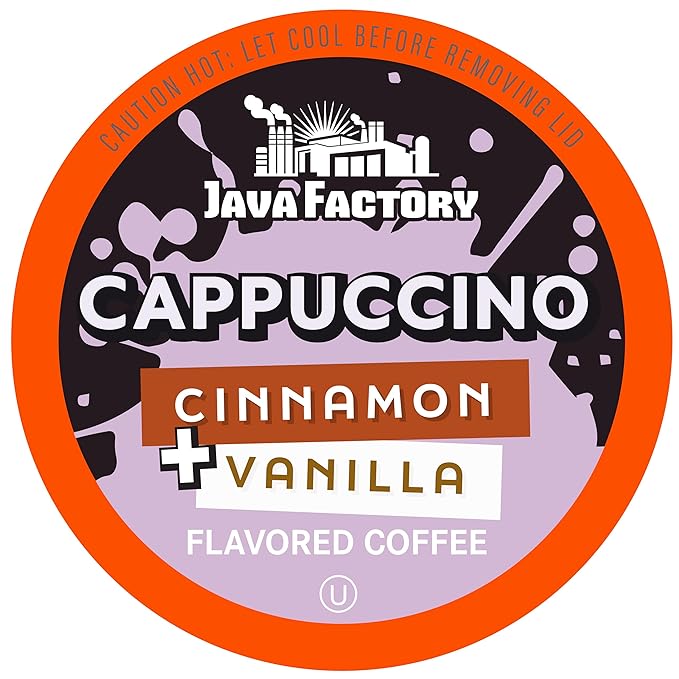 Java Factory Coffee Pods Vanilla Cream and Cinnamon Flavored Coffee for Keurig K Cup Brewers Cappuccino 40 Count