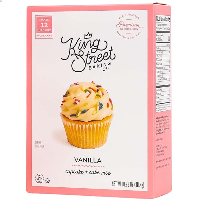 King Street Baking Co Vanilla Cupcake &amp Cake Mix - 5 Ingredient Box Mix With Vanilla Bean - 3 Pack