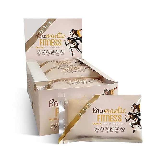 Rawmantic Fitness Vanilla Energy Bar (12 Mini Bars x 60g) – Organic Coconut Milk &amp Vanilla Protein Puffed Quinoa Sorghum Millet &amp Buckwheat - No Artificial Flavors Plant-Based Non-GMO &am