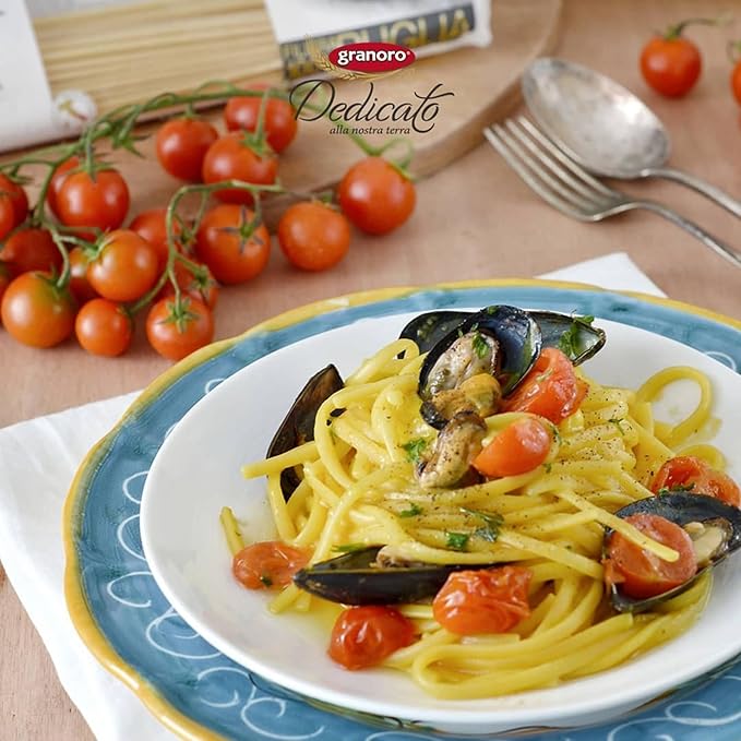 Granoro Dedicato Linguine #3- Authentic Italian Pasta Made from 100% Puglia Durum Wheat Semolina Non-GMO Vegan 1 lb Bags (Pack of 4)