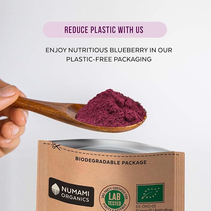 Wild Blueberry Powder Organic USDA Certified for Smoothies Baking and Flavoring Rich in Antioxidants and Vitamin C Organic Blueberries are Handpicked from Nordic Forests and Freeze Dried 6oz