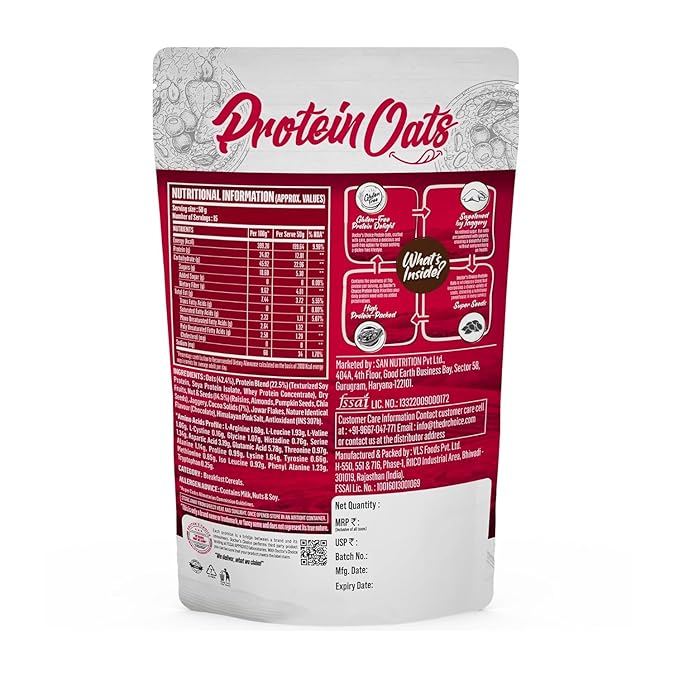DOCTORS CHOICE Oats High Protein Oats 24g Pure Protein Breakfast Cereals Jaggery Sweetened Rich in Fiber No Additives and 0g Sugar. (750g Dark Choco Berry)