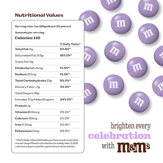 M&ampM’S WORLD Light Purple Milk Chocolate Candy - 2lbs Resealable Purple Candy Pack for Easter Mother's Day Graduations Birthday Parties Weddings Celebrations Birthday Decor and more