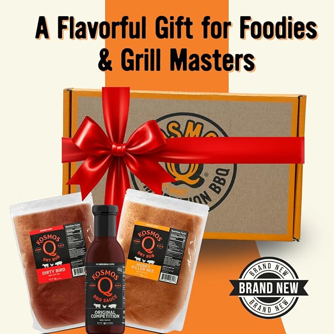 Kosmos Q BBQ Box Original Competition Barbecue Sauce Plus Dirty Bird &amp Honey KB Dry Rubs Gift Set for Smoking &amp Grilling Chicken Ribs Pulled PorkGifts Gifts for Men