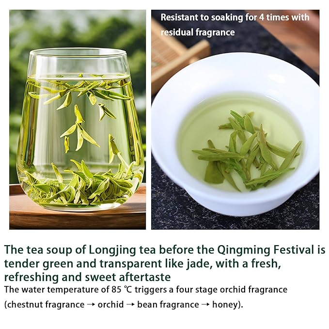 Longjing Tea Dragon Well Chinese Green Tea Loose Leaf Dragonwell Chinese Tea Long Jing龙井茶 绿茶 明前龙井 茶叶 4.23oz/120g