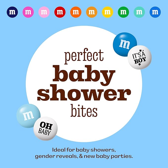 M&ampM'S World It's A Boy Milk Chocolate Candy 2lb Bag with White and Blue M&ampM'S for Baby Boy Showers Gender Reveal Parties and Baby Celebration Favors
