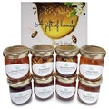 C&ampJ Farms Texas Gourmet Artisan Seasonings A Gift of Honey Set- 8 Piece Sweet Variety Box- Pure Raw Natural Infused Honey by TX Bees in Sampler Jars