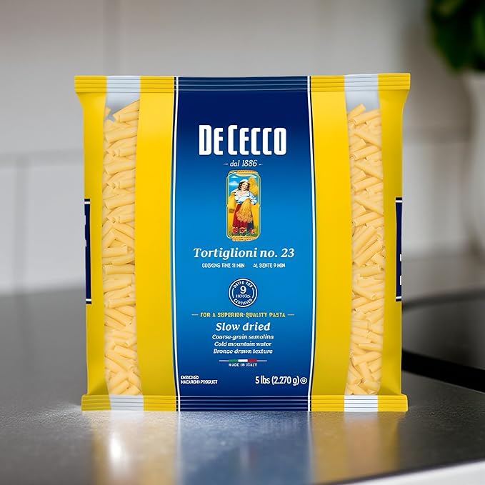 De Cecco Semolina Pasta Tortiglioni No.23 5 Pound (Pack of 4)