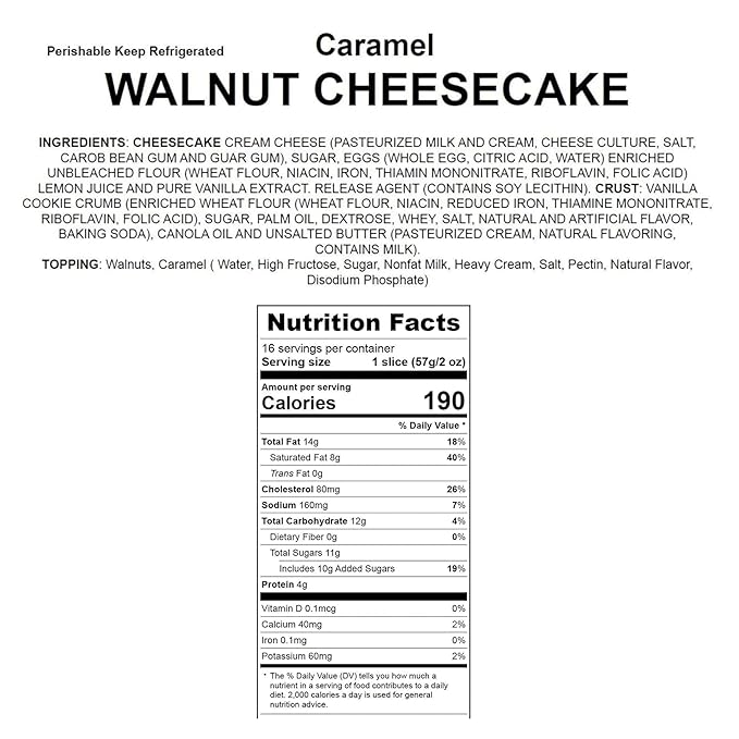 ANDY ANAND CHOCOLATIER Caramel Walnut Cheesecake 9 Inch 2 lb Gourmet Bakery Dessert – Freshly Baked New York Style Cheesecake with Rich Caramel and Crunchy Walnuts