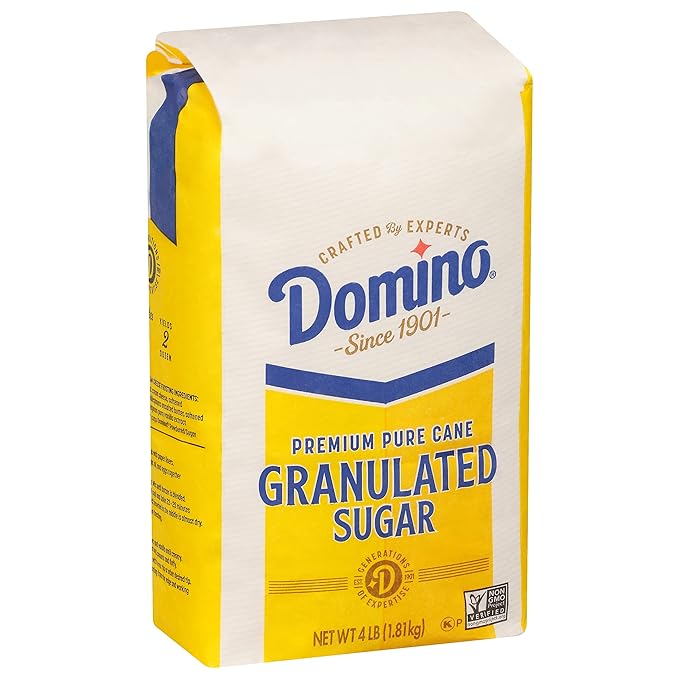 Domino® Granulated Sugar 4 lb Bag of Premium Pure Cane Sugar (Pack of 2) with Bonus Brand Recipe Card
