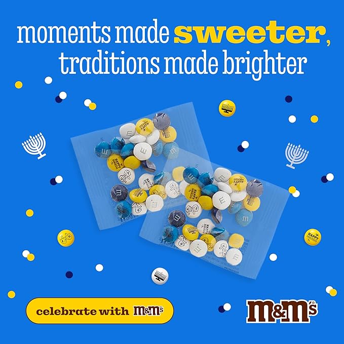 M&ampM’S WORLD Hanukkah Party Favors (30 Pack) Printed M&ampM’S With Themed-Icons Sweet Way to Celebrate Hanukkah with Family &amp Friends Party Decor Kosher Certified