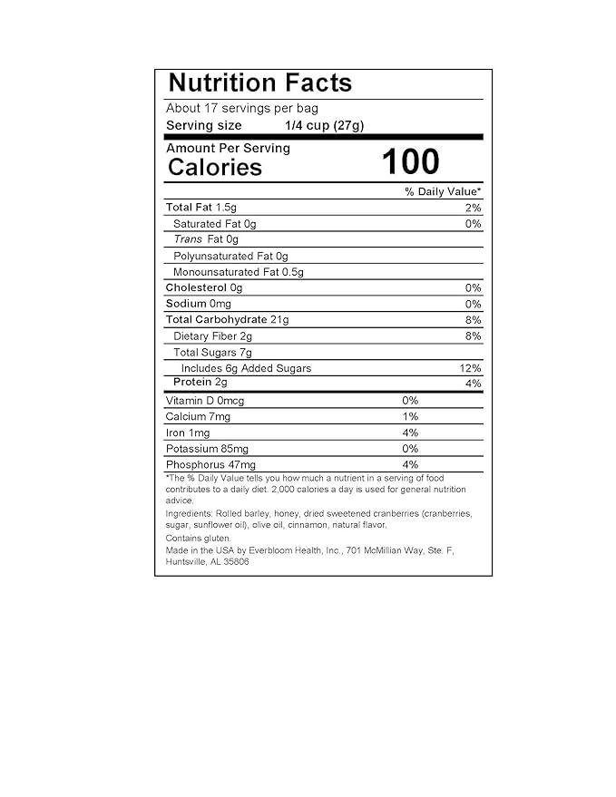Burl Barley Granola Cranberry Granola 3 Pack of 1lb Bags Whole Grain Barley Cereal Granola with Dried Cranberries Made with Rolled Barley Grain Chewy No Artificial Flavors or Colors