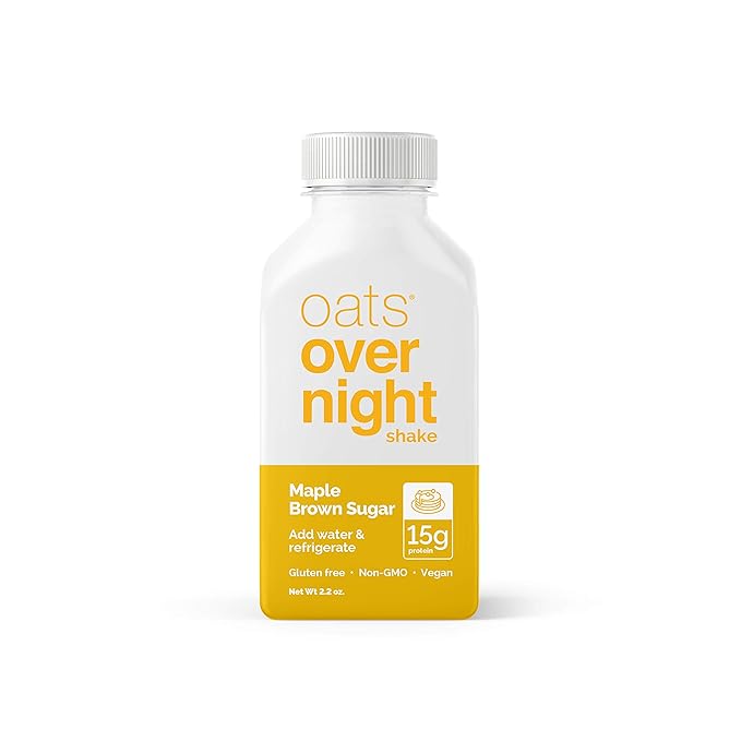 Oats Overnight Maple Brown Sugar Bottled Shake - Gluten Free Non-GMO Vegan Friendly Breakfast Meal Replacement Shake with Powdered Oat milk. 15g of Protein (10 Pack)