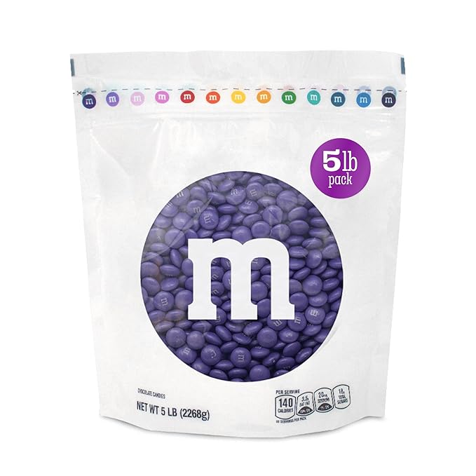 M&ampM’S WORLD Purple Milk Chocolate Candy 5lb Resealable Pack for Candy Bars Birthday Parties Baby Showers Mother's Day Valentine's Day Gifts Graduations Dessert Tables and Party Favors