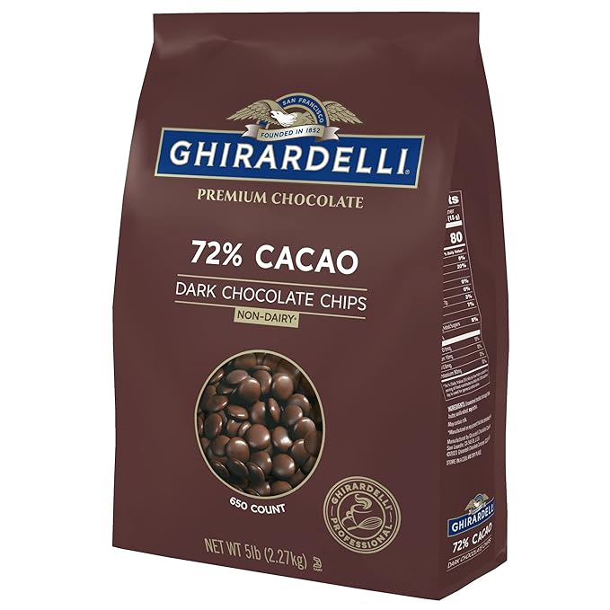 Ghirardelli Chocolate Company 72% Cacao Dark Chocolate Chips 5lb. Bag (Pack of 1)