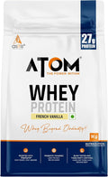 AS-IT-IS Atom Whey Protein 1kg/35.2 Oz With Digestive Enzymes | Usa Labdoor Certified for Accuracy &amp Purity | French Vanilla Flavor | 27g Protein | 5.7g Bcaaâ