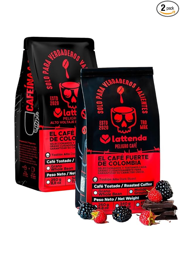 Peligro Specialty Coffee: High Voltage Colombian Coffee - Intense Flavor 2 Pack 454g Whole Bean