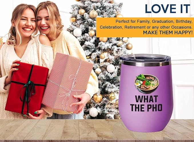 Ramen Lover Pink Edition Wine Tumbler 12oz - What the pho - Food Lovers chicken pumpkin vegan pantry spicy noodles