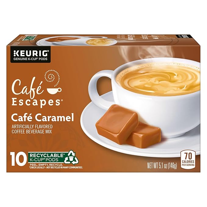 Café Escapes Café Caramel Coffee Beverage Single-Serve K-Cup Pods 60 Count