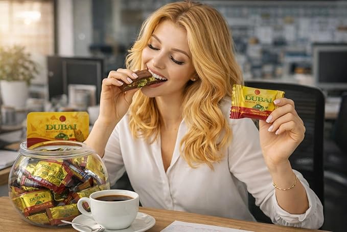 Angelique Chocolate Viral Pistachio Dubai Chocolate Mini ( Pack of 75 ) – Belgian Milk Chocolates with Knafeh &amp Real Antep Pistachios – Additives Free – Elegant Gourmet Gift Idea (0.56 Oz Angel H