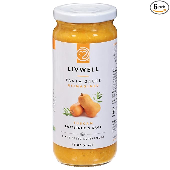 L.ivwell Foods Butternut Sage Pasta Sauce 16 oz (Pack of 6)