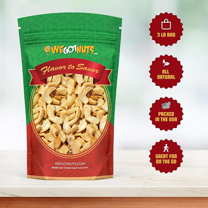 We Got Nuts Raw Cashew Pieces Unsalted and Unroasted for Cashew Milk Cheese and Butter 3 lb Resealable Bag