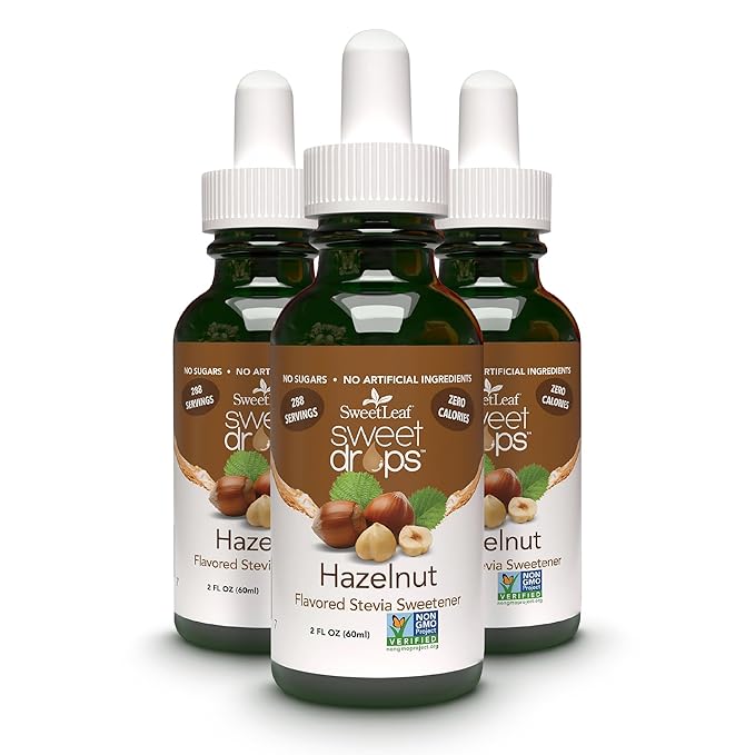 SweetLeaf Sweet Drops - Flavored Stevia Liquid Sweetener Organic Stevia Extract Zero Calories Gluten Free Keto Friendly Non GMO Natural Flavor Sugar Alternative - Hazelnut 2 Fl Oz (Pack of 3)