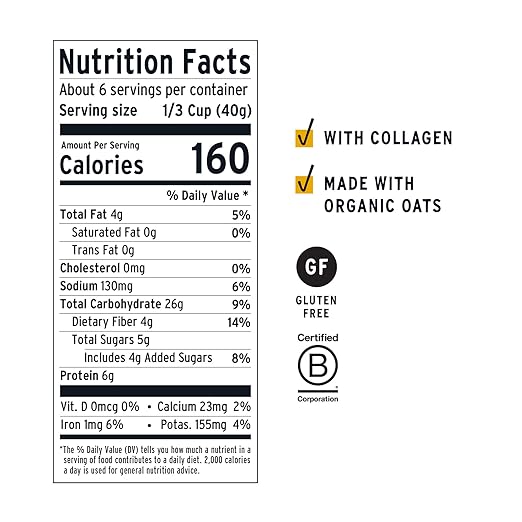Purely Elizabeth Vanilla Pecan Superfood Oatmeal with Collagen Gluten Free 8 Oz (Pack of 6)
