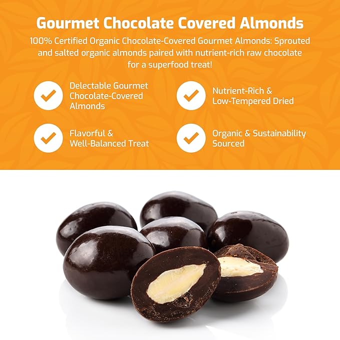 Medicinal Foods Chocolate Covered Almonds | Organic Raw Vegan Sprouted Superfood Snack | Nutrient-Rich Energy Boost | 6 oz