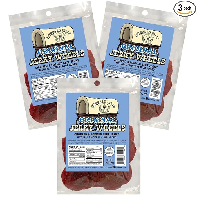 Buffalo Bills Original Beef Jerky Wheels (Circles) - Three 3.5oz Packs