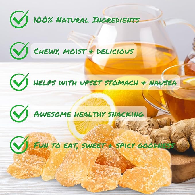 Crystallized Ginger Chunks by It's Delish 2.5 Lb Jumbo Reusable Container | Candied Dried Ginger Fruit Chews Natural Candy Ginger Root with Sugar Crystals Unsulphured - Healthy Snack Vegan Kosher