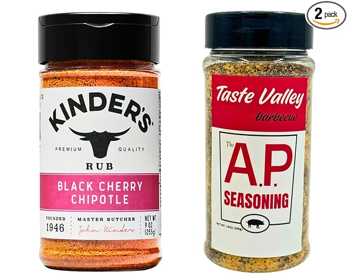 Kindr Black Cherry Chipotle BBQ Rub 9 oz &amp Taste Valley AP Seasoning 14 oz Variety Pack