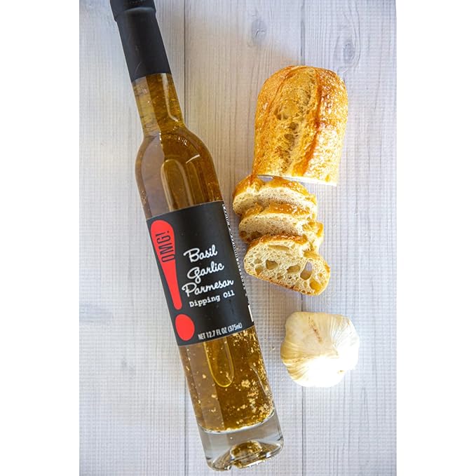 OMG! Gourmet Basil Garlic Parmesan Dipping Oil | As found in Pike Place Market (Delicious Perfect for breads veggies salads and marinades) 375ml/12.7oz