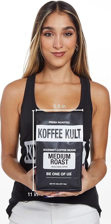 Koffee Kult Koffee Kult Medium Roast Smooth and Flavorful Medium Roast Coffee Beans- Perfect for a Relaxing Cup Anytime (Medium Roast 32oz)